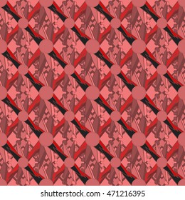 Abstract geometric seamless pattern in red colors.