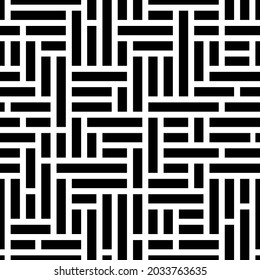 Abstract geometric seamless pattern. Repeated black stripes pattern on white background. Geometry abstract background. Repeating line for design prints, tiles. Simple lines patern. Vector illustration