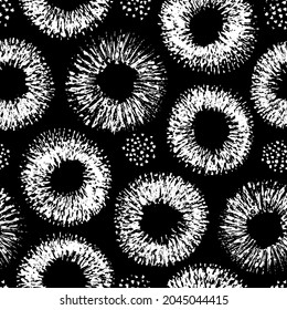 Abstract geometric seamless pattern. Repeated abstract black and white pattern. Brush stroke background. Grunge texture. Floral printed. Repeating flowers backdrop. Design prints. Geo printing. Vector