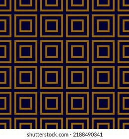 Abstract geometric seamless pattern. Repeating background. Geometric motif Fabric design Textile swatch. Dress man shirt fashion garment scarf wrap squares all over print. Gold and Blue Square. EPS 10