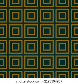 Abstract geometric seamless pattern. Repeating background. Geometric motif Fabric design Textile swatch. Dress man shirt fashion garment scarf wrap squares all over print. Gold and Green Square EPS 10