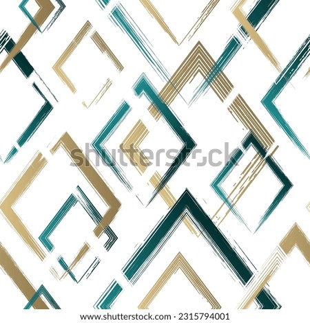 Abstract geometric seamless pattern. Repeating geometry line background for design prints. Repeated brush strokes shapes. Watercolor texture. Repeat whimsical Intersection lines. Vector illustration