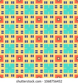 Abstract geometric seamless pattern in retro style. Rhythmic background with an ornament of square elements.