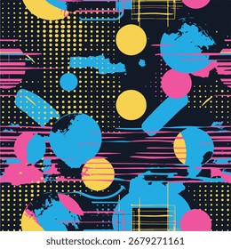 Abstractas patrón geométrico sin fisuras con Formas retro Colorido 80s Memphis Estilo de fondo