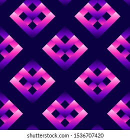 Abstract geometric seamless pattern with rhombus shapes. Neon colored vector wallpaper for textiles, posters, cards, wrapping paper, etc.