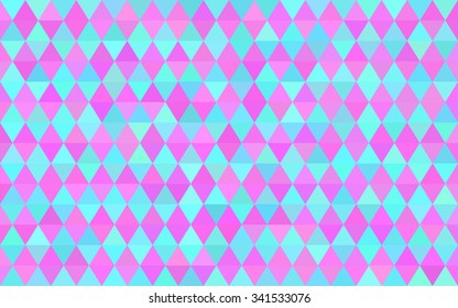 Abstract geometric seamless pattern of rhombus in blue and pink colors