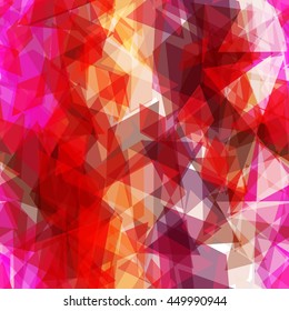 Abstract geometric seamless pattern with rhombus and brilliant decorative contemporary elements. pink orange red geometric print, ethnic hipster trendy backdrop. Vector