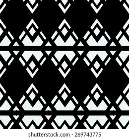 Abstract geometric seamless  pattern with rhombus.Black and white style .Vintage design.