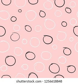 Abstract geometric seamless pattern with rings, circles. Doodle background. Vector illustration. 
