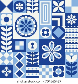 Abstract geometric seamless pattern in scandinavian style. Vector Illustration.