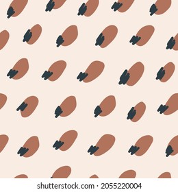 Abstract geometric seamless pattern scribble  brown and black  brush spots on a pastel background. Vector minimal hand drawn  illustration