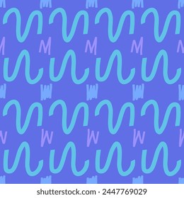 Abstract geometric seamless pattern. Scribble childish elements endless background. Doodle style repeat cover. y2k simple loop ornament. Vector flat hand drawn illustration.