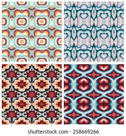 Abstract geometric seamless pattern. A set of simple patterns with waves