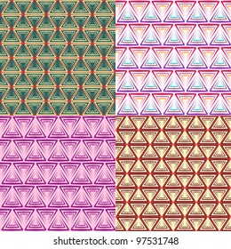 Abstract Geometric Seamless Pattern Set with Triangles. Vector Illustration