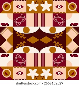 Abstraktes geometrisches nahtloses Muster mit Formen, Vektorgrafik 