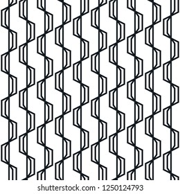 Abstract geometric seamless pattern. Simple wavy zigzag stripes background. Monochrome modern decoration design