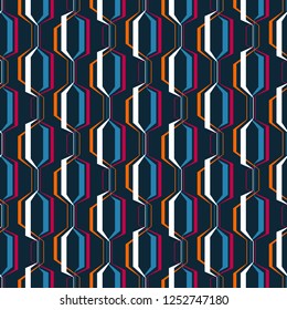 Abstract geometric seamless pattern. Simple wavy zigzag stripes background. Colorful modern decoration design