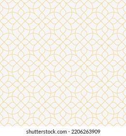 Abstract geometric seamless pattern, simple gold line flower shape texture on white background design for geometric wallpaper, art deco tile, monochrome pattern, web banner element