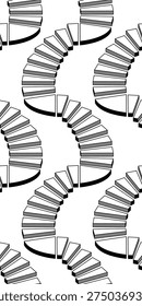 Abstract geometric seamless pattern with spiral stairs - hand drawn vector illustration.