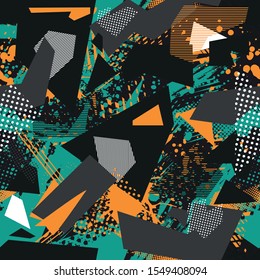  Abstract geometric seamless pattern. Sport racing background for Textile, sport wear, vinyl. Abstract grunge background