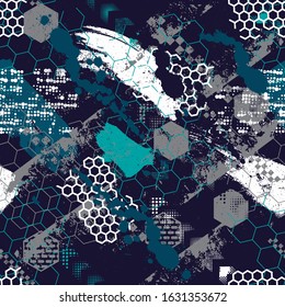  Abstract geometric seamless pattern. Sport racing background for Textile, sport wear, vinyl. Abstract grunge background
