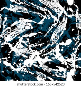  Abstraktes geometrisches nahtloses Muster. Sportrennhintergrund für Textilien, Sportbekleidung, Vinyl. Abstrakter brüchiger Hintergrund