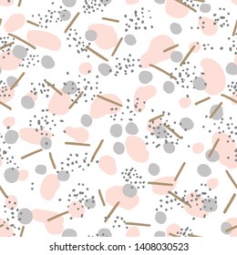 Abstract geometric seamless pattern with spots and lines. Colorful pattern memphis style. Modern abstract design for paper, cover, fabric, interior decor and other users. 
