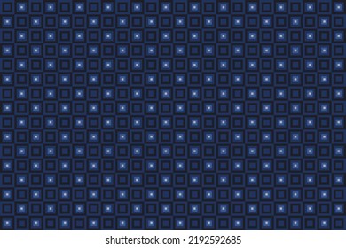 Abstract geometric seamless pattern. Square elements in dark and light on indigo blue background, monochrome masculine pattern design. Vector illustration. 