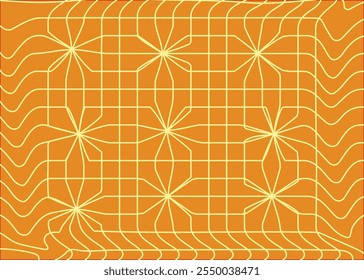 Abstract geometric seamless pattern. Square, rhombus, diamond ornament with golden rays inside. Ar deco style background.