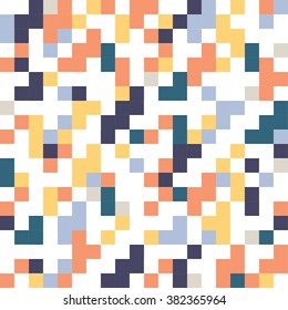 Abstract geometric seamless pattern. Square pixel background. Pixel art. Vector illustration.