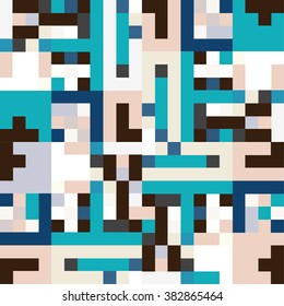 Abstract geometric seamless pattern. Square pixel background. Pixel art. Vector illustration.