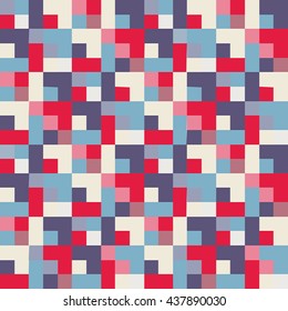 Abstract geometric seamless pattern. Square pixel background. Pixel art. Vector illustration.