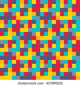 Abstract geometric seamless pattern. Square pixel background. Pixel art. Vector illustration.