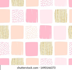 Abstract geometric seamless pattern with squares. Modern abstract design for paper, cover, fabric, interior decor and other users. Ideal for baby design.