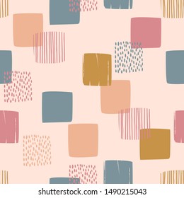Patrón geométrico abstracto sin fisuras con cuadrados. Diseño abstracto moderno para el papel, la cubierta, la tela, la decoración interior y otros usuarios. Ideal para el diseño de bebés.