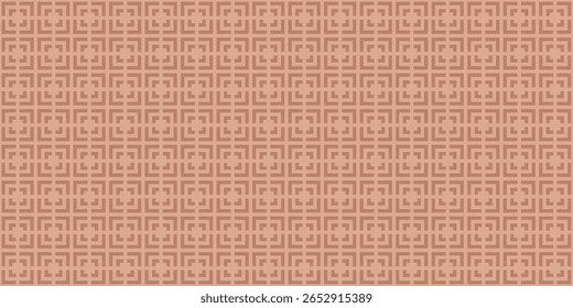Abstrato padrão contínuo geométrico com quadrados, linhas, setas, grade. Textura vetorial mínima simples. Fundo sutil com rede cúbica, rede, azulejos. Cor do terracota. Design de papel de parede repetido
