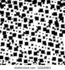 Abstract geometric seamless pattern with squares. Simple black and white background.Vector illustration. Monochrome classic design.