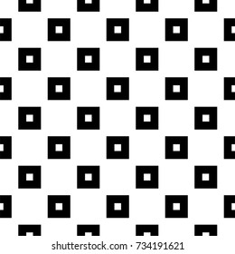 Abstract geometric seamless pattern with squares. Simple black and white background.Vector illustration. Monochrome classic design.