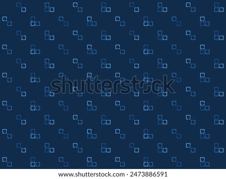 Abstract geometric seamless pattern with squares and illusion link in blue and light on indigo blue background.Vector illustration.For masculine shirt lady dress textile cover wallpaper all over print