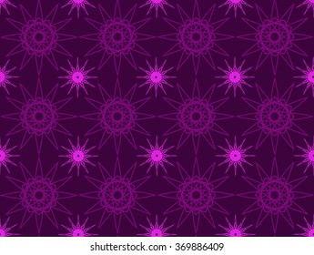 abstract  geometric seamless pattern with stars on violet  background
