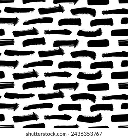 Abstract geometric seamless pattern straight brush strokes and bold lines. Hand drawn dry brush textures. Grunge vector wallpapers. 
