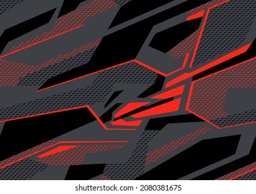 Abstract geometric seamless pattern with striped polygonal shapes. Modern digital camo texture ornament for racing vinyl print. Vector background.