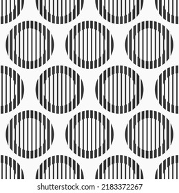 Abstract geometric seamless pattern with striped circles. Black and white geometric background. Design for paper, fabric, interior, cloth.