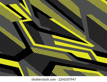 Abstract geometric seamless pattern with striped polygonal shapes. Modern digital camo texture ornament for racing vinyl print. Vector background.