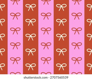 Abstractas patrón geométrico sin fisuras con rayas y lazos. Fondo plano de Vector a rayas Festiva en estilo coqueta vintage. Diseño festivo para papel de regalo, textiles y tarjetas de felicitación