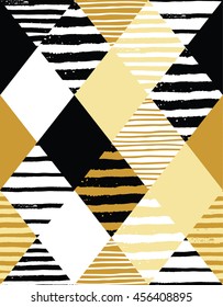 Abstract geometric seamless pattern with strips. Trendy hand drawn textures. Modern abstract design for poster, cover, fabric and other users