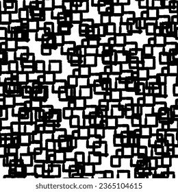 Abstract geometric seamless pattern. Stylish ornament with lines, squares, diagonal grid, repeat tiles. Simple black and white geo texture. Modern geometrical background. Design for decor, print, wrap