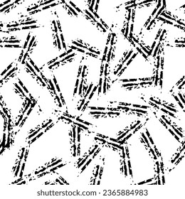Abstract geometric seamless pattern. Stylish ornament with lines, squares, diagonal grid, repeat tiles. Simple black and white geo texture. Modern geometrical background. Design for decor, print, wrap