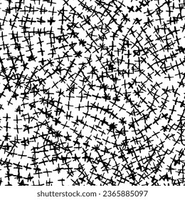 Abstract geometric seamless pattern. Stylish ornament with lines, squares, diagonal grid, repeat tiles. Simple black and white geo texture. Modern geometrical background. Design for decor, print, wrap