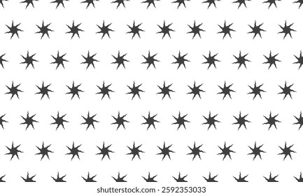 Abstract geometric seamless pattern.  Stylish monochrome starburst design ideal for textile prints, web backgrounds, or modern branding.  Repeatable texture evokes energy and dynamism.